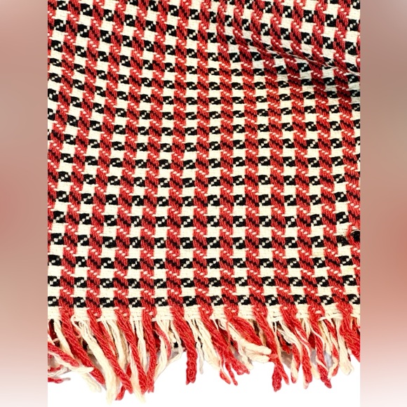 Hand-loomed/Woven WOOL Houndstooth Fringed Throw Lap Blanket - Picture 6 of 11